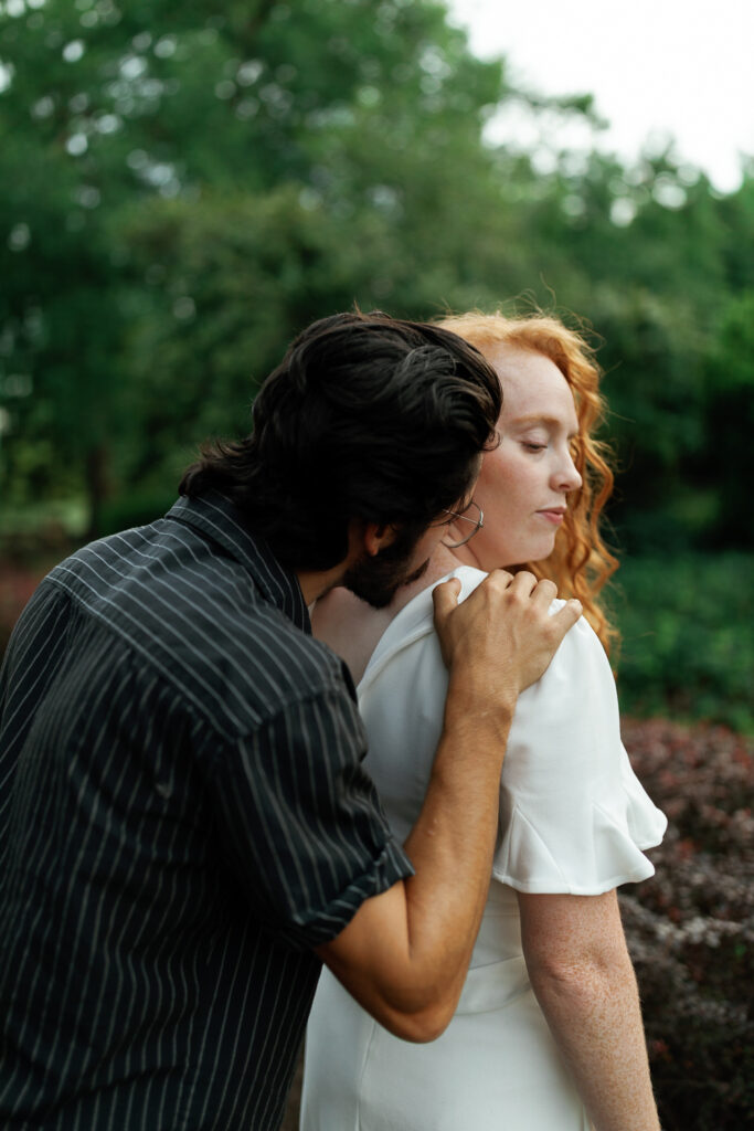 Memphis engagement photos of a couple embracing during a documentary-style engagement session in Tennessee
